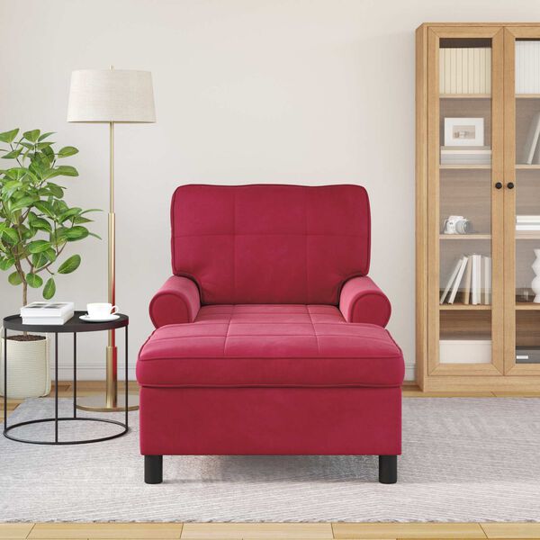 vidaXL Chaise Lounge med kudde Vinr&ouml;d 91 x 157 x 91 cm Sammet