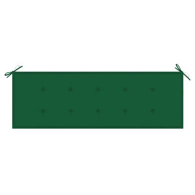 vidaXL Trädgårdsbänk med grön dyna 150 cm massiv teak