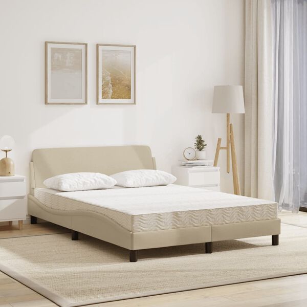 vidaXL Bed with Mattress "Dover" Cream 140x200 cm Fabric