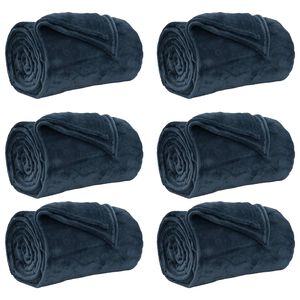 vidaXL Filtar 6 st M&ouml;rkbl&aring; 130 x 150 cm 3.04 kg Fleece