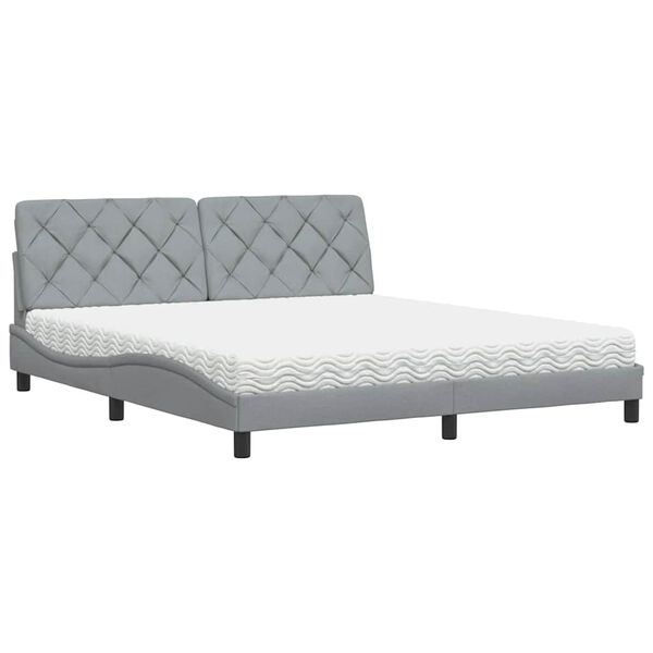 vidaXL Bed with Mattress Light Grey 180x200 cm Fabric