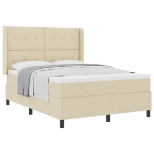 vidaXL B&auml;ddfj&auml;der med madrass med huvudgavel Kr&auml;m 200 x 140 cm tyg