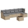 vidaXL Matgrupp f&ouml;r tr&auml;dg&aring;rden med dynor 8 delar beige konstrotting