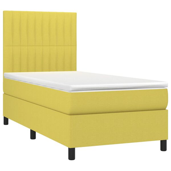 vidaXL Rams&auml;ng med madrass & LED gr&ouml;n 90x200 cm tyg