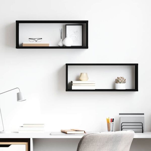 vidaXL V&auml;gghyllor 2 st svart 60x15x23 cm konstruerat tr&auml;