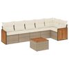 vidaXL Matgrupp f&ouml;r tr&auml;dg&aring;rden med dynor 7 delar beige konstrotting