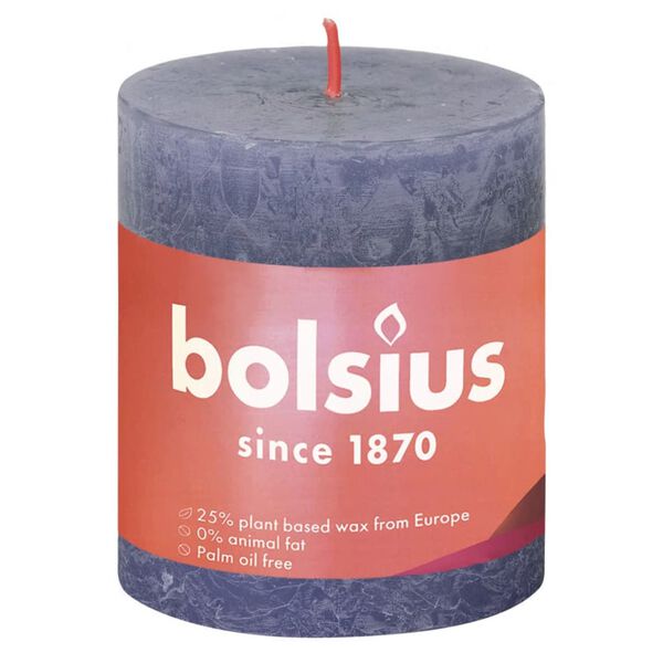 Bolsius Rustika blockljus 4-pack 80x68 mm skymningsblå