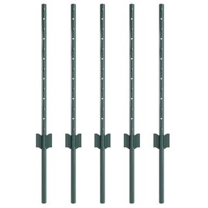 vidaXL St&auml;ngselstolpe 5 pcs Gr&ouml;n 100 cm St&aring;l