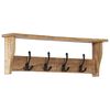 vidaXL V&auml;ggmonterad kl&auml;dh&auml;ngare med 4 krokar massivt mangotr&auml;