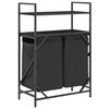 vidaXL Tvättkorg 2 fack med hyllor svart ek