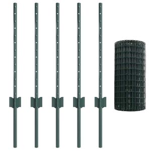 vidaXL Euro Staket med St&ouml;d 10 x 0,6 m PVC-belagda st&aring;l Gr&ouml;n Mesh