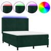 vidaXL Rams&auml;ng med madrass & LED m&ouml;rkgr&ouml;n 140x190 cm sammet