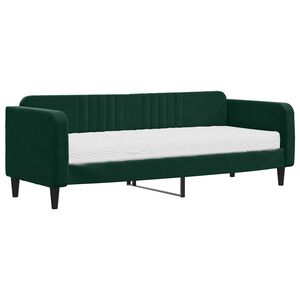 vidaXL Dagb&auml;dd med madrass m&ouml;rkgr&ouml;n 80x200 cm sammet