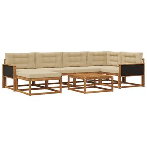 vidaXL Utomhussoffset med kudde 7 pcs Naturlig och Beige