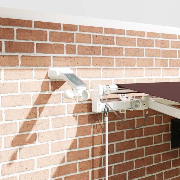 vidaXL Markis automatiskt inf&auml;llbar med LED brun 450x300 cm