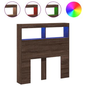 vidaXL S&auml;nggavel med LED brun ek 100x17x102 cm