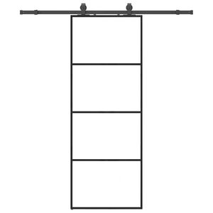 vidaXL Skjutd&ouml;rr med beslag svart 76x205 cm ESG-glas