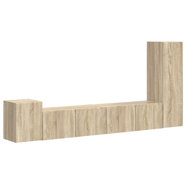 vidaXL TV-b&auml;nkset V&auml;ggmonterad 3 pcs Sonoma-ek Konstruerat tr&auml;