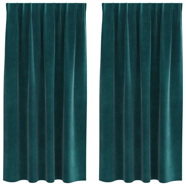 vidaXL M&ouml;rkl&auml;ggningsgardiner 2 pcs M&ouml;rkgr&ouml;n 140 x 175 cm Sammet