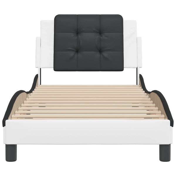 vidaXL Bed Frame without Mattress "Zadar" White and Black 80x200 cm Faux Leather