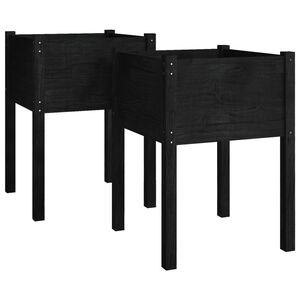 vidaXL Odlingsl&aring;dor 2 st svart 50x50x70 cm massiv furu