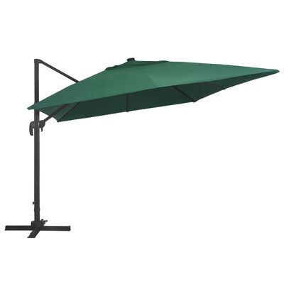 vidaXL Frihängande parasoll med aluminiumstång & LED 400x300 cm grön
