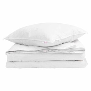 vidaXL 2-i-1 Dunt&auml;cke med kudde 2 pcs Vit Dunfj&auml;der