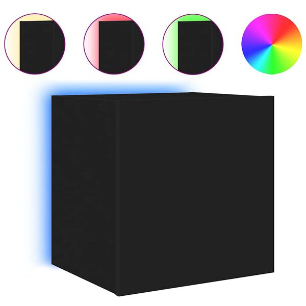 vidaXL V&auml;ggmonterad tv-b&auml;nk LED svart 40,5x35x40 cm