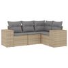 vidaXL Soffgrupp f&ouml;r tr&auml;dg&aring;rd med dynor 4 delar beige konstrotting