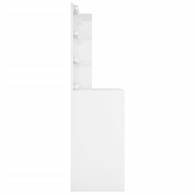 vidaXL Sminkbord med LED vit högglans 60x40x140 cm