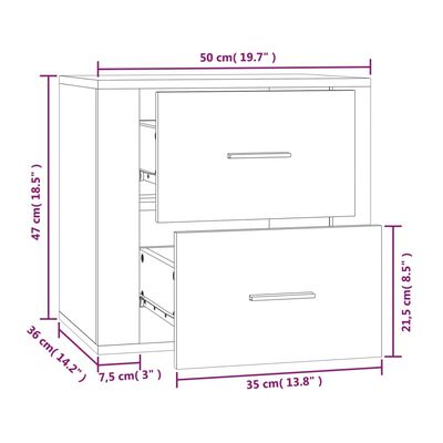 vidaXL Väggmonterat sängbord betonggrå 50x36x47 cm