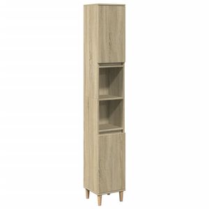 vidaXL Badrumssk&aring;p sonoma-ek 30x30x190cm konstruerat tr&auml;
