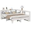 vidaXL S&auml;ng med bokhylla utan madrass vit 150x200cm massiv furu