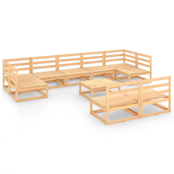 vidaXL Loungegrupp f&ouml;r tr&auml;dg&aring;rden 10 delar massiv furu