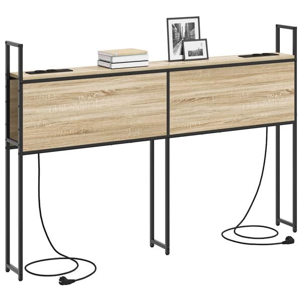 vidaXL F&ouml;rvaringsgavel med Laddstation Sonoma ek 143 x 15 x 98 cm