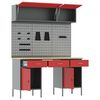 vidaXL Arbetsbänk med låda med lås 8 pcs Röd 150 x 55 x 200 cm Stål