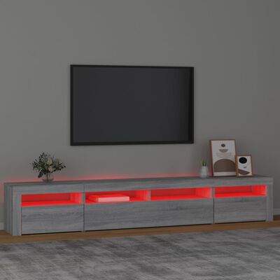 vidaXL TV-bänk med LED-belysning grå sonoma 240x35x40 cm