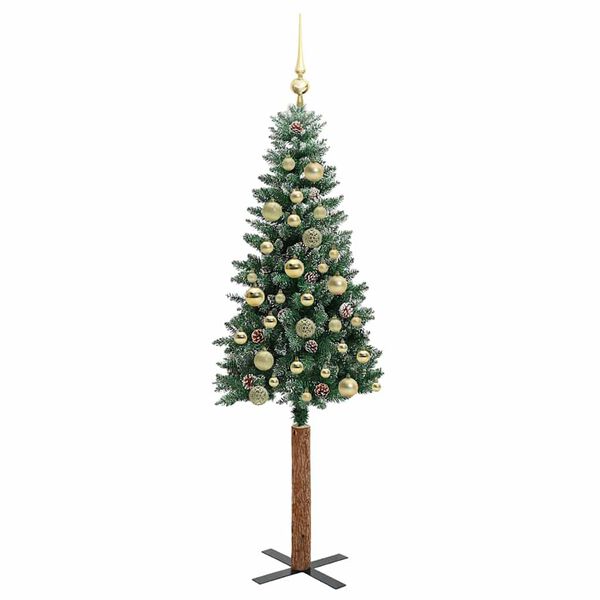 vidaXL Smal julgran med 150 LED-lampor Gr&ouml;n 150 cm PVC och solid furu
