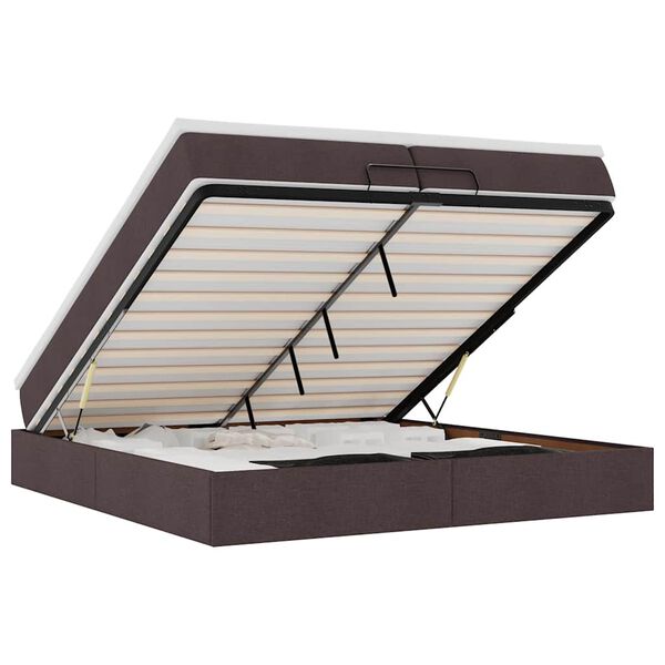 vidaXL Ottoman s&auml;ngram med madrasser m&ouml;rkbrun 200x200 cm tyg