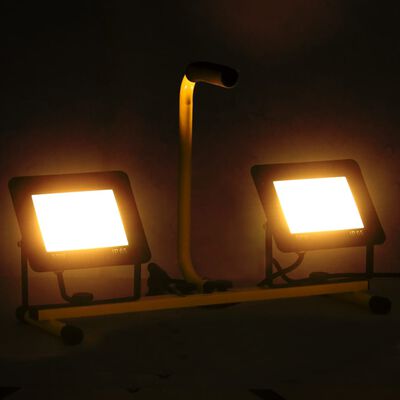 vidaXL Strålkastare med handtag 2x50 W LED varmvit