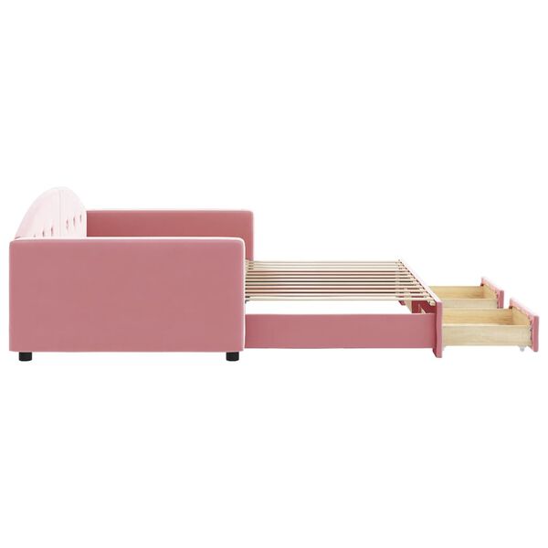 vidaXL Dagb&auml;dd utdragbar med l&aring;dor rosa 100x200 cm sammet
