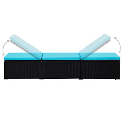 vidaXL Solsäng med dyna & sidobord konstrotting blå
