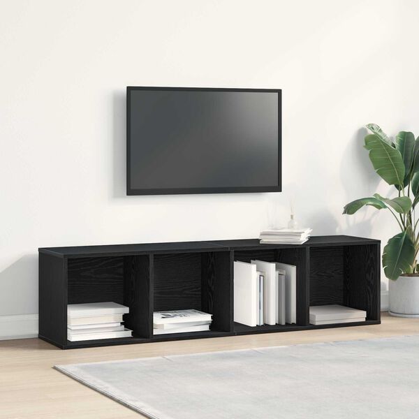 vidaXL Boksk&aring;p med hylla Svart Ek 143 x 30 x 36 cm Konstruerat tr&auml;