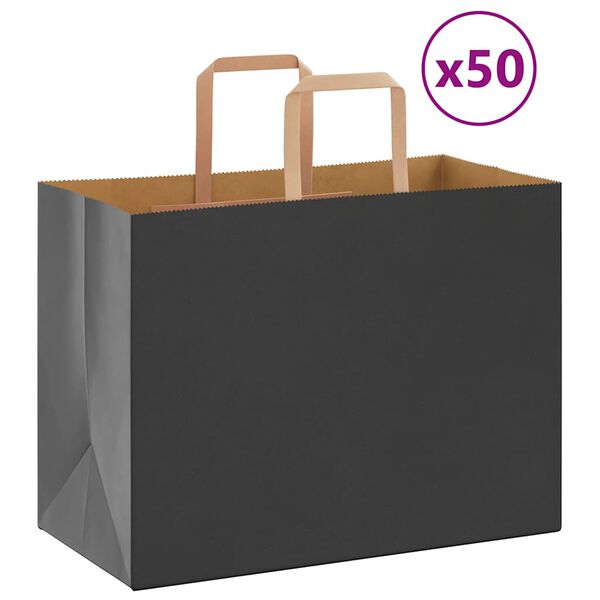 vidaXL Pappersp&aring;sar 50 st med handtag svart 32x17x25 cm
