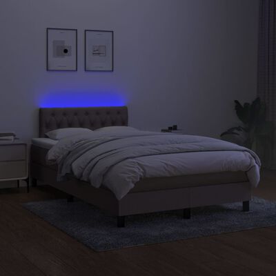 vidaXL Ramsäng med madrass & LED taupe 120x200 cm tyg