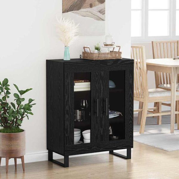 vidaXL Sideboard Svart Ek 69,5 x 34 x 90 cm Konstruerat tr&auml;