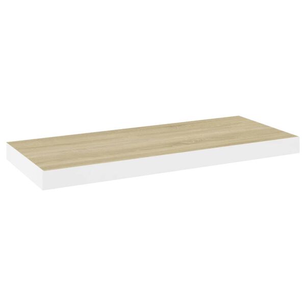 vidaXL Svävande vägghylla ek och vit 60x23,5x3,8 cm MDF