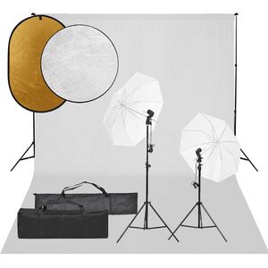vidaXL Fotostudio med lampor, bakgrund och reflexsk&auml;rm