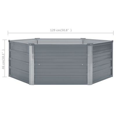vidaXL Odlingslåda 129x129x46 cm galvaniserat stål grå