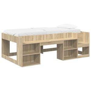 vidaXL Barns&auml;ngsram med f&ouml;rvaring Sonoma-ek 80 x 200 cm